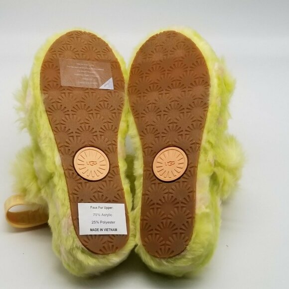UGG Oh Yeah Fuzz Yellow Slide Sandals Womens‎ Size 8 Fuzzy Plush Slippers - Picture 5 of 6
